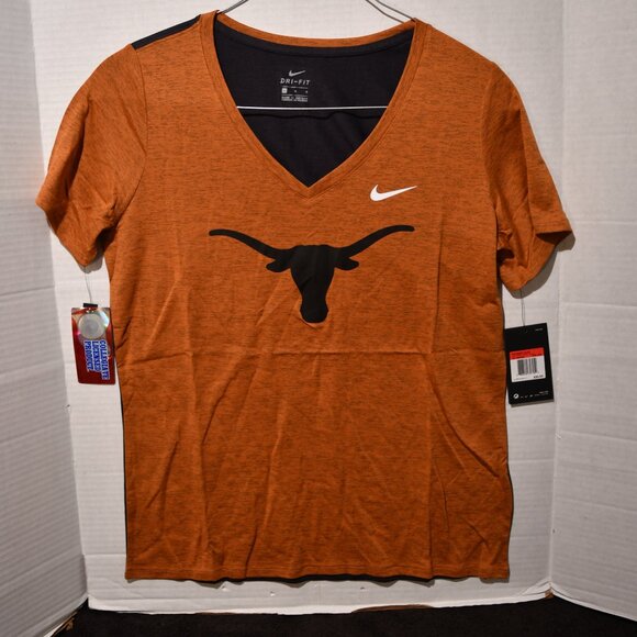 Womens NIKE DRY Dri-Fit Slim fit TOP Texas Longhorns ORANGE/Black Sizes S-XXL - Picture 1 of 7